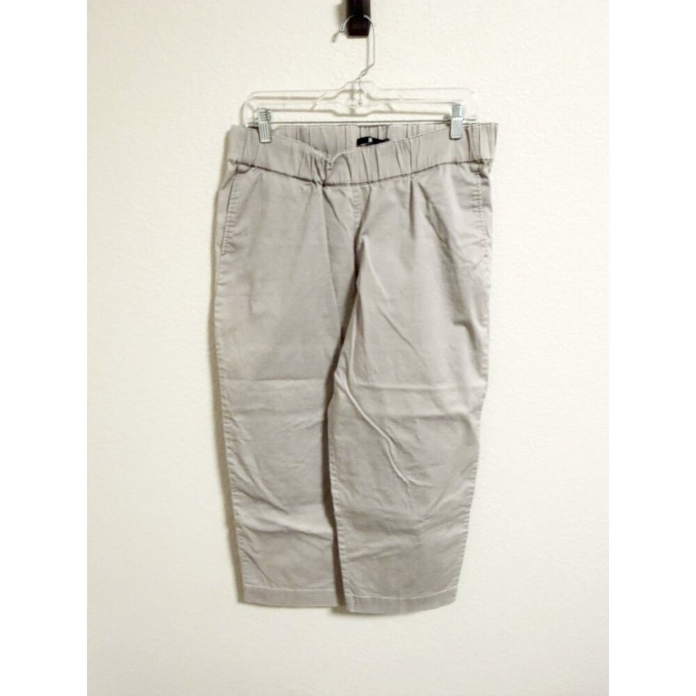 Jarbo Wide Leg Cropped Chino Pants Pull On Elastic Waist Cotton Stretch Size 38